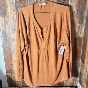 Sonoma Orange Long Sleeve Blouse Relaxed Fit-XXL